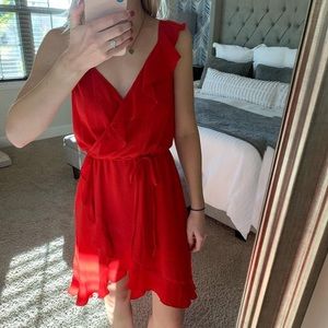 Red chiffon dress